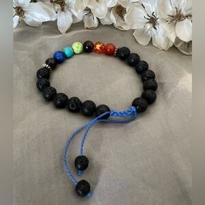 Handmade lava stone bracelet holistic energy chakra stress relief adjustable